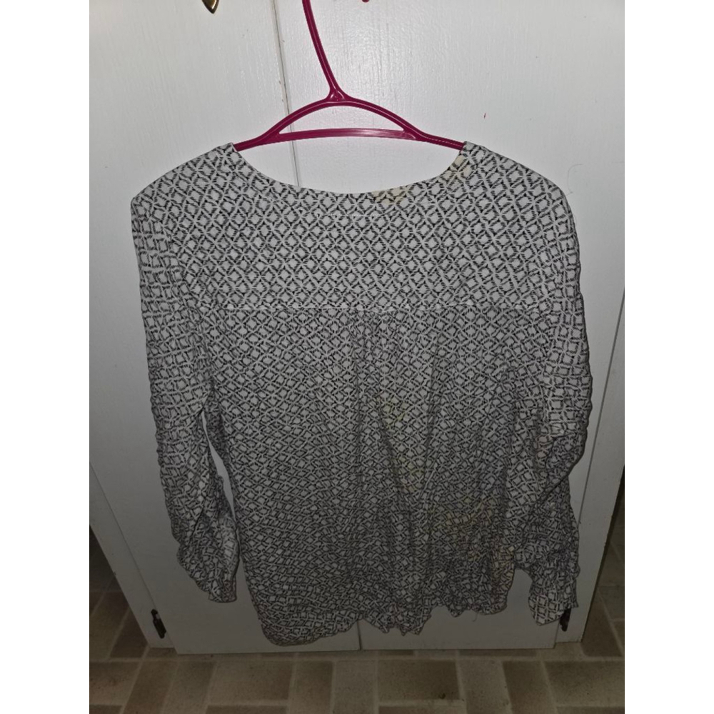 Women's Blouse xl White Black Geometric Print - Picture 2 of 2